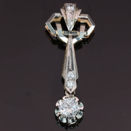 Stylish Art Deco diamond pendant in two colors 18K gold